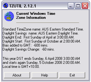 Time Zone Utility basic display